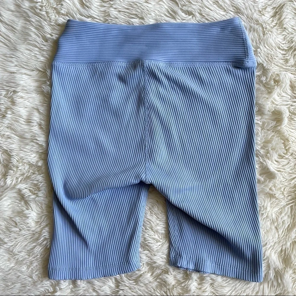 Year of Ours Shorts Biker Ribbed Athletic Activewear Baby Blue M